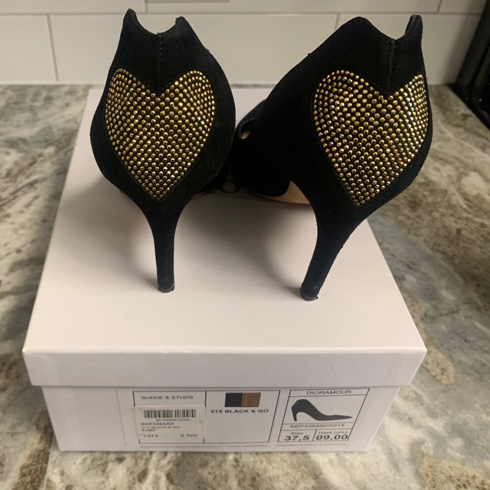 Christian Dior Black Suede Studded Dioramour Pumps